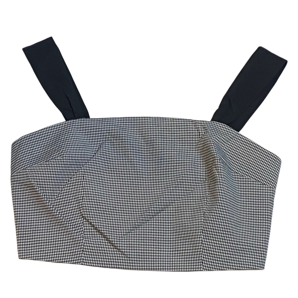 NWT J.O.A Black and White Checkered Crop Top Size Small